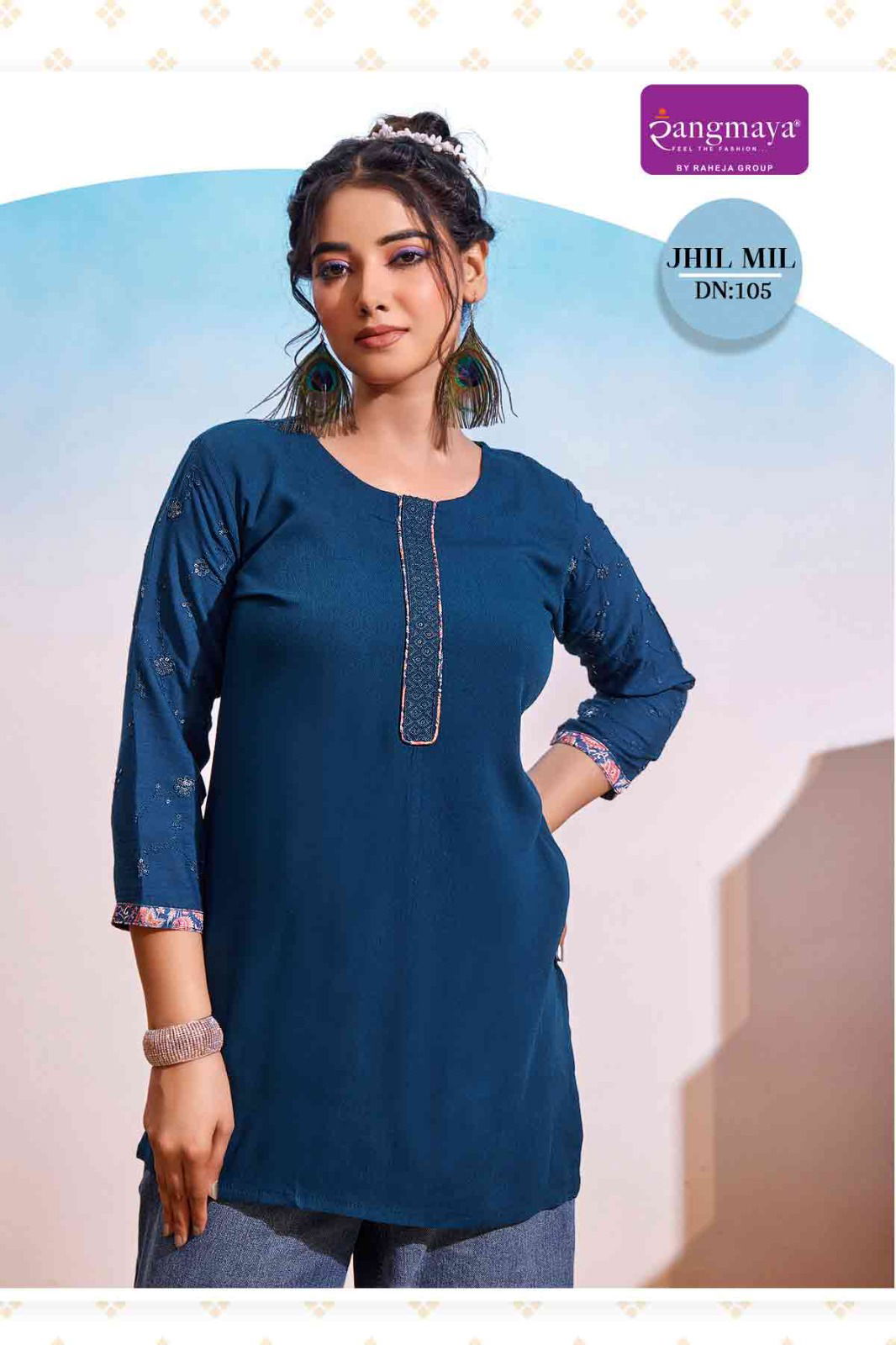 Jhil Mil By Rangmaya Rayon Tunic Ladies Top Wholesale Suppliers In India